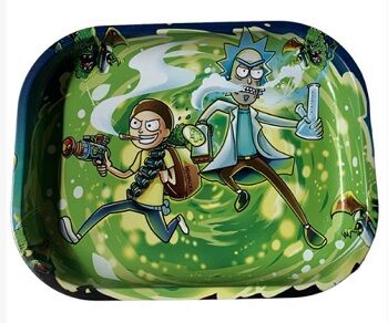 BANDEJA METLICA PEQUEA RICK AND MORTY SMOKERS 18X14CM