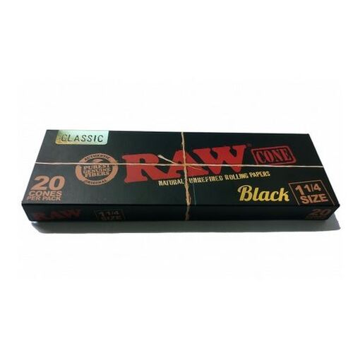 RAW BLACK CONO 20PK 1 1/4