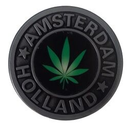 GRINDER METALICO AMSTERDAM HOLLAND 40MM 3 PARTES (NEGRO/HOJA VERDE6)