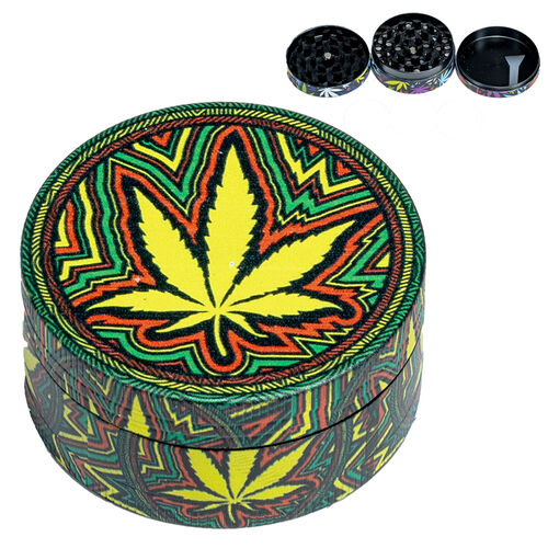 GRINDER METAL DECORADO MARIHUANA 3PARTES 50MM