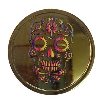 GRINDER PLÁSTICO DORADO 40MM CALAVERA MULTICOLOR