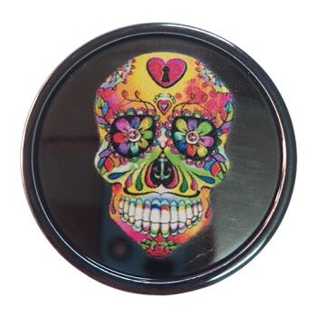 GRINDER PLÁSTICO PLATEADO 40MM CALAVERA COLORES/CORAZON