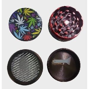 GRINDER METAL NEGRO HOJAS GRANDES COLORES 50MM 4P