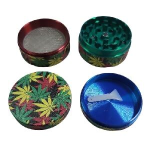 GRINDER METAL NEGRO HOJAS RASTA 50MM 4P