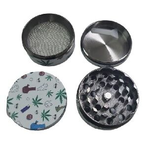 GRINDER METAL BLANCO Y DIBUJO BONG 50MM 4P