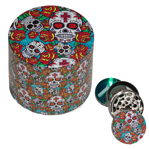 GRINDER METAL CALAVERA ROSAS ROJAS 40MM 4P