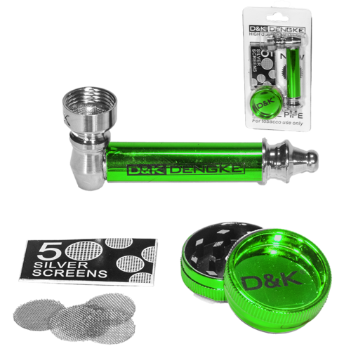 PIPA METAL VERDE 85MM + GRINDER PLASTICO 30MM + REJILLA