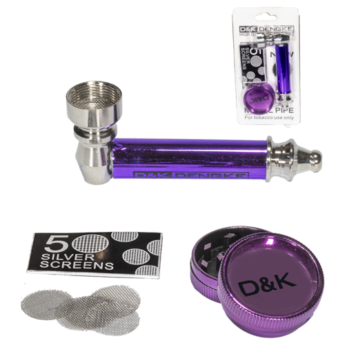 PIPA METAL MORADO 85MM + GRINDER PLASTICO 30MM + REJILLA