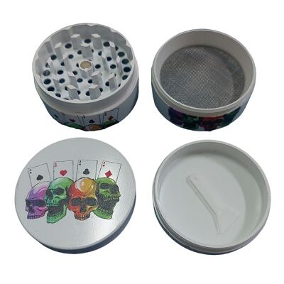 GRINDER METAL BLANCO CALAVERAS ASES 40MM 4PARTES