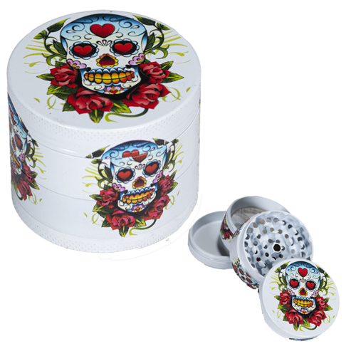 GRINDER METAL BLANCO CALAVERA CORAZONES 40MM 4PARTES