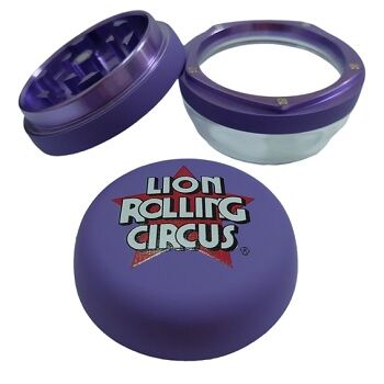 LION ROLLING CIRCUS GRINDER METAL/CRISTAL 60MM 3 PARTES TORA TORA (MORADO)