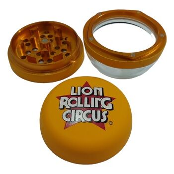 LION ROLLING CIRCUS GRINDER METAL/CRISTAL 60MM 3 PARTES MR TRAMPOLINE (NARANJA)