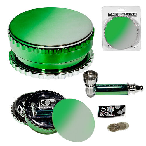 SET PIPA METAL COLOR 85MM + GRINDER PLSTICO 100MM VERDE/BLANCO