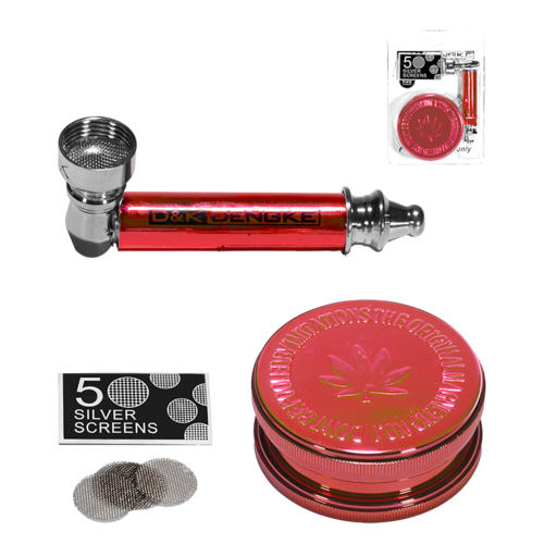 PIPA METAL ROJO  80MM + GRINDER PLASTICO 60MM