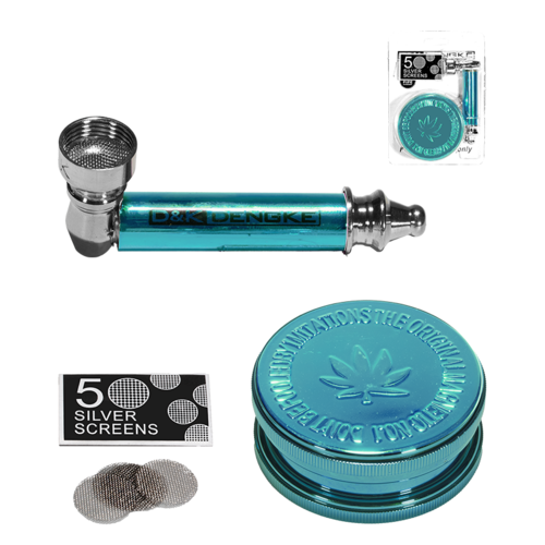 PIPA METAL AZUL CLARO 80MM + GRINDER PLASTICO 60MM