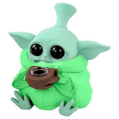 BONG SILICONA "BABY YODA" COLOR LISO ( VARIADOS SEGÃN DISPONIBILIDAD)