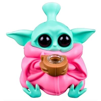 BONG SILICONA "BABY YODA" COLOR LISO ( VARIADOS SEGÃN DISPONIBILIDAD)