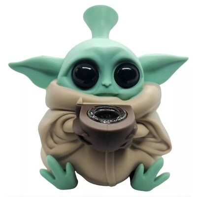 BONG SILICONA "BABY YODA" COLOR LISO ( VARIADOS SEGÃN DISPONIBILIDAD)