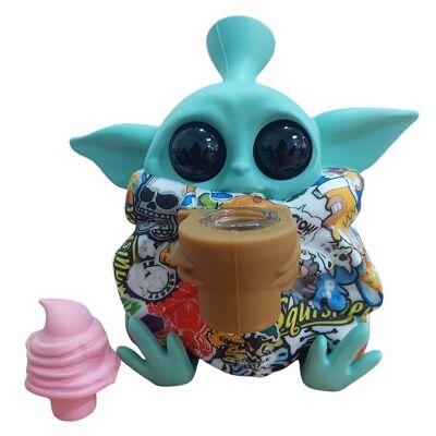 BONG SILICONA "BABY YODA" HELADO COLOR ESTAMPADO (VARIADOS SEGÃN DISPONIBILIDAD)