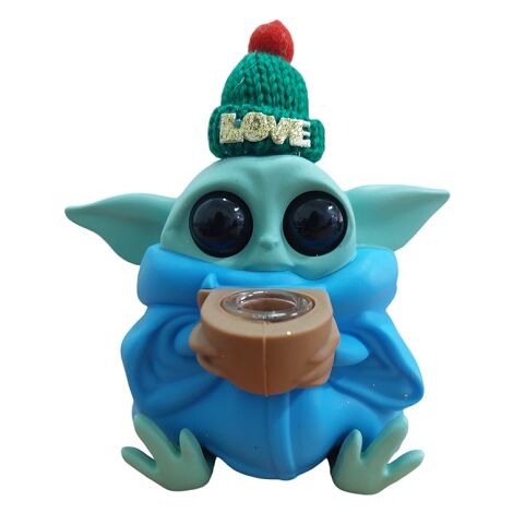 BONG SILICONA "BABY YODA NAVIDAD" COLOR LISO ( VARIADOS SEGÃN DISPONIBILIDAD)