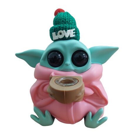 BONG SILICONA "BABY YODA NAVIDAD" COLOR LISO ( VARIADOS SEGÃN DISPONIBILIDAD)