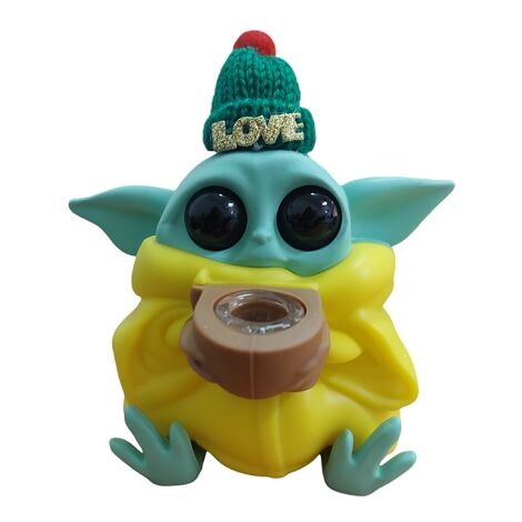 BONG SILICONA "BABY YODA NAVIDAD" COLOR LISO ( VARIADOS SEGÃN DISPONIBILIDAD)