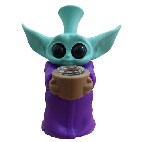 BONG SILICONA "BABY YODA" COLOR LISO 15CM ( VARIADOS SEGÃN DISPONIBILIDAD)