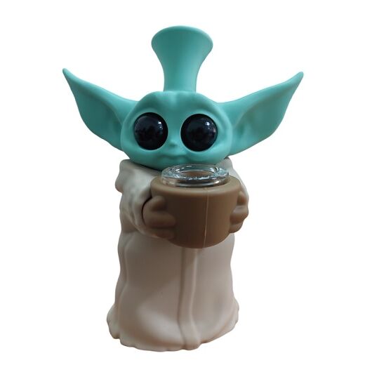 BONG SILICONA "BABY YODA" COLOR LISO 15CM ( VARIADOS SEGÃN DISPONIBILIDAD)