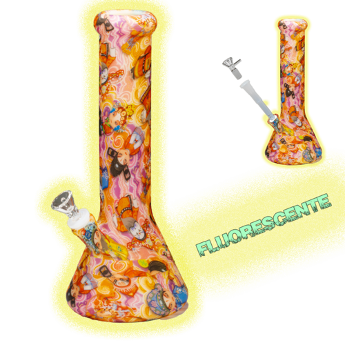 BONG DE SILICONA 30CM LUMINISCENTE (ESTAMPADOS VARIADOS SEGÚN DISPONIBILIDAD)