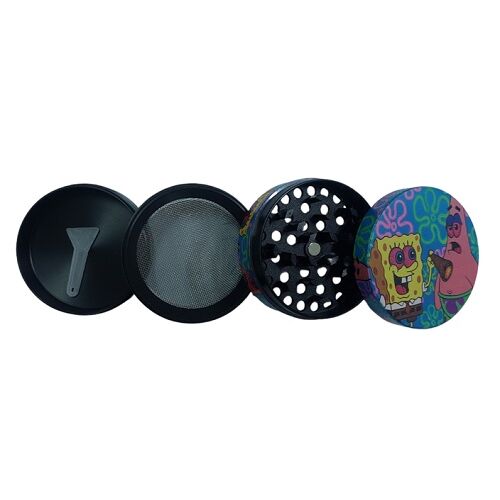 GRINDER METAL 50MM 4 PARTES "BOB ESPONJA - PATRICIO SMOKED"