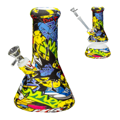 BONG DE SILICONA 20CM (ESTAMPADOS VARIADOS SEGÚN DISPONIBILIDAD)