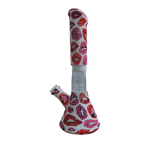 BONG SILICONA Y CRISTAL CON PERCOLADOR 26CM (DISEÃOS VARIADOS SEGÃN DISPONIBILIDAD)'