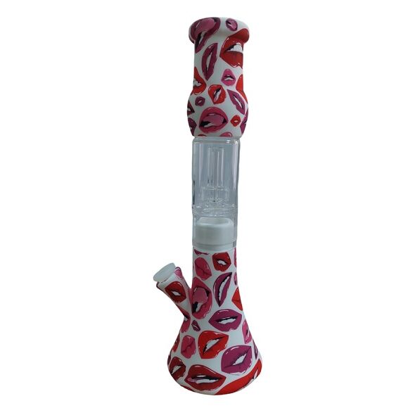 BONG SILICONA Y CRISTAL CON PERCOLADOR 33.5 CM (DISEÃOS VARIADOS SEGÃN DISPONIBILIDAD)'