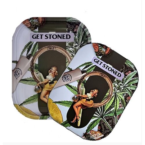 BANDEJA METALICA + TAPA GIRL STONED (27X16CM)