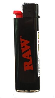 DISPLAY RAW MECHERO LIGHTER RECARGABLE NEGRO LOGO ROJO (50UD)