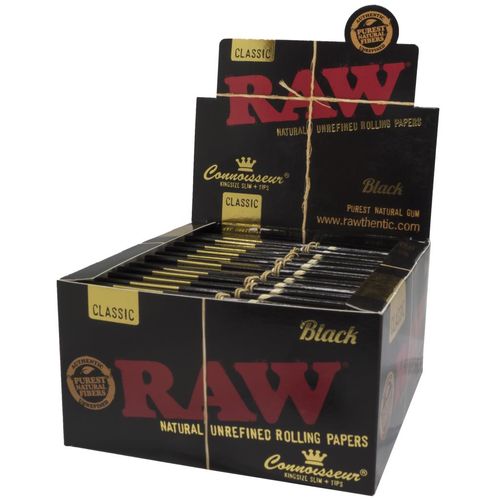 RAW BLACK KING SIZE + TIPS CONNOISSEUR (24 UD)