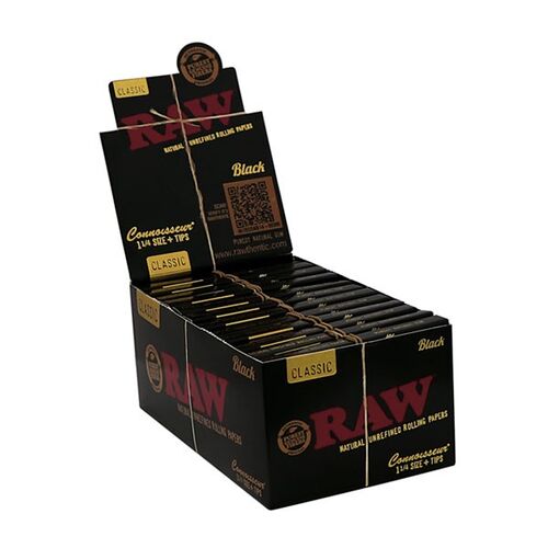 RAW BLACK 1 1/4 + TIPS CONNOISSEUR